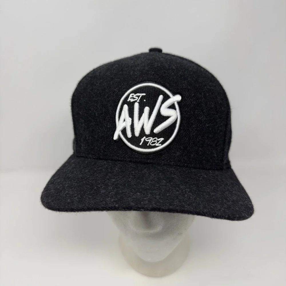 ActiveWake AWS 1982 Wool Blend Snapback Hat Charcoal Black One Size Adjustable‎